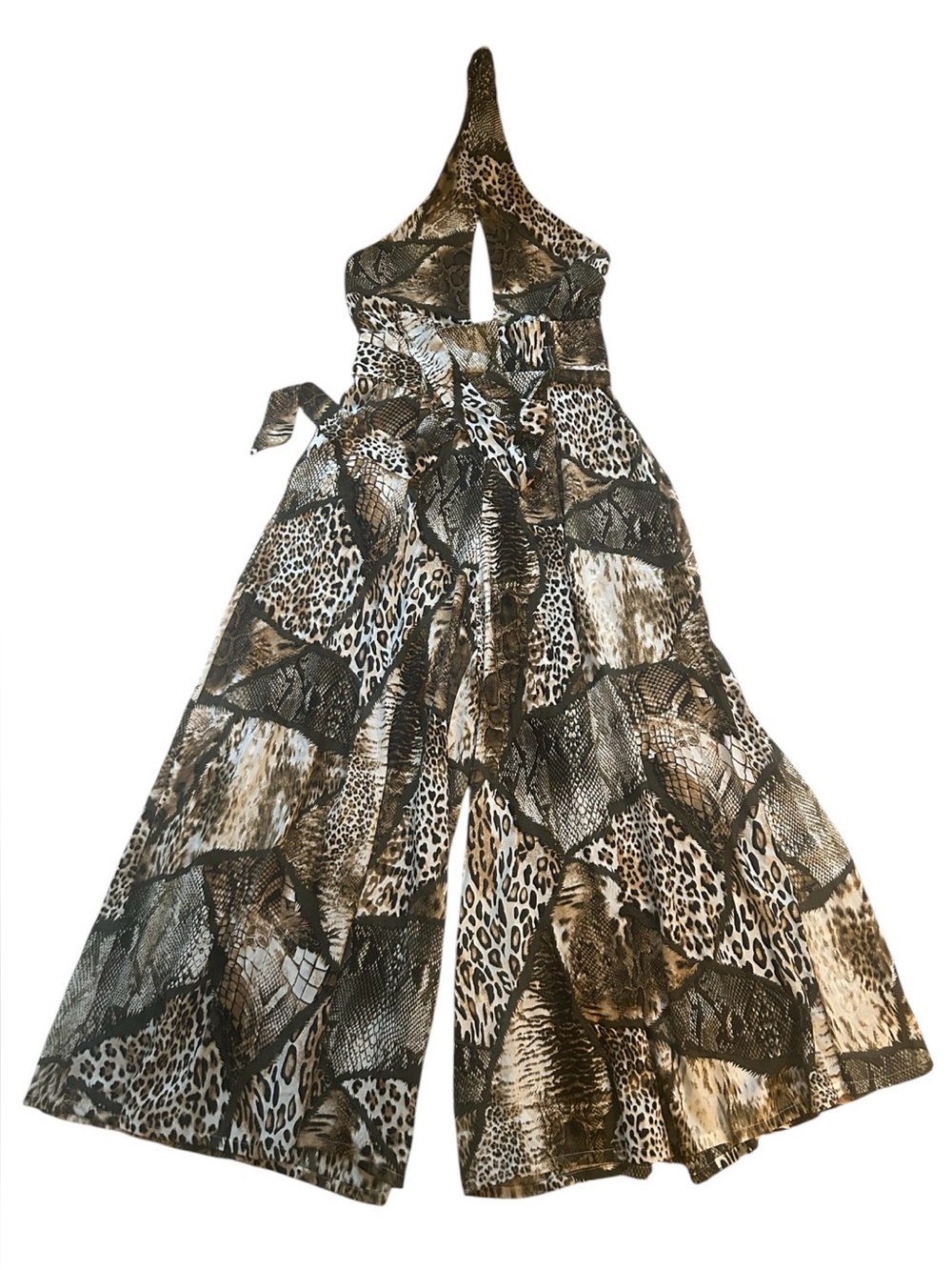 Women's Animal Print Halter Jumpsuit